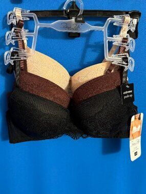 NWT GORGEOUS 3 PACK $68.00 RENE ROFE SEXY EXTREME PUSH UP PADDED BRAS 36B / 36 B